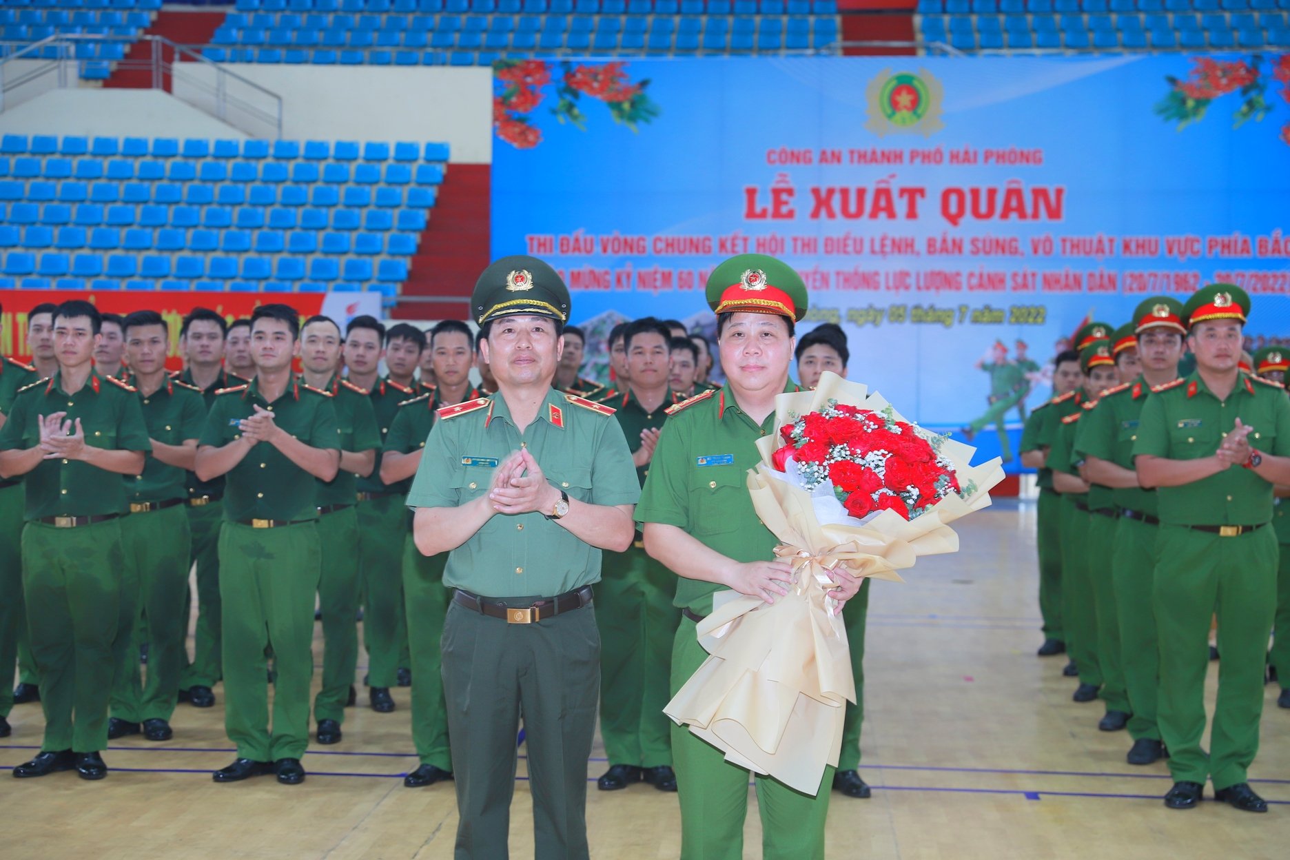 Tổ chức Lễ xuất quân Đội tuyển Công an Hải Phòng tham gia Vòng chung kết Hội thi Điều lệnh, bắn súng, võ thuật CAND khu vực phía Bắc 